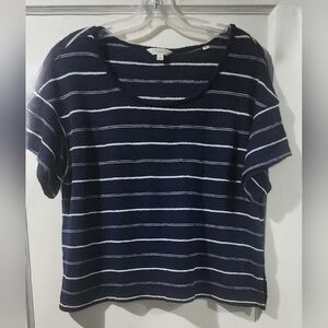 Max Studio Navy & White Striped Crop Top